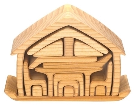 Maison de poupée en bois meublée