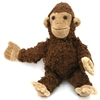 Doudou singe en coton bio brun foncé, assis.