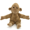 Beige monkey made of organic cotton, sitting with its arms spread open.