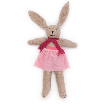 Doudou peluche poupée rose blanche chapeau lapin SANDY