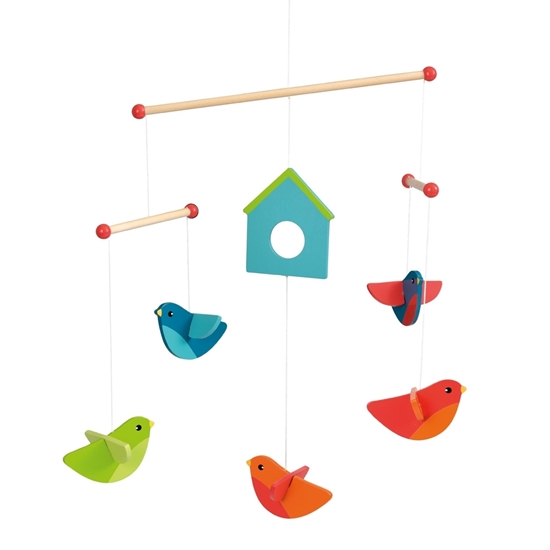 Mobile oiseaux en bois pour chambre d'enfants