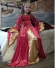 Red princess dress for girls with golden details