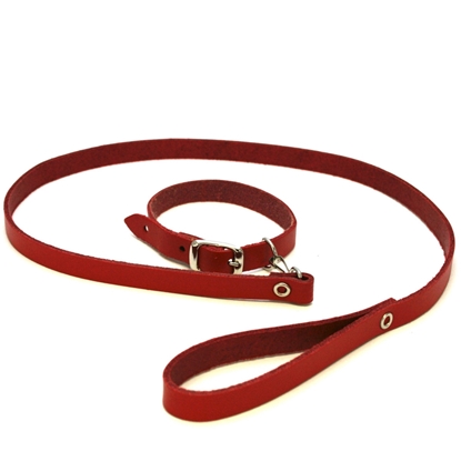 Kleine rode speelgoed leiband voor pluche dier gemaakt van echt leder.